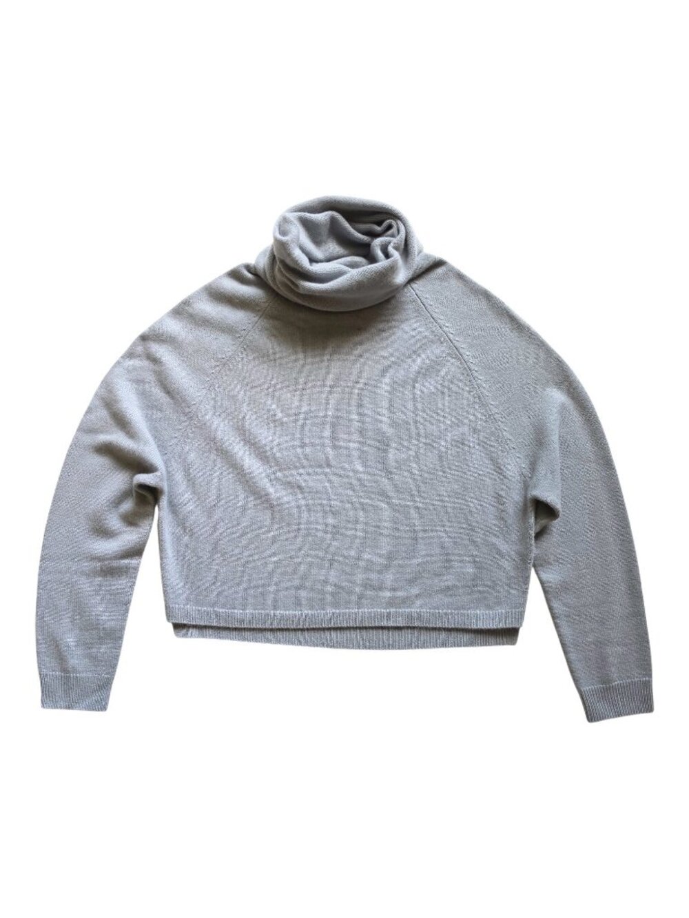 100% Cashmere Slouchy Oversized Cropped Cowl Neck Sweater Women's S Light Gray